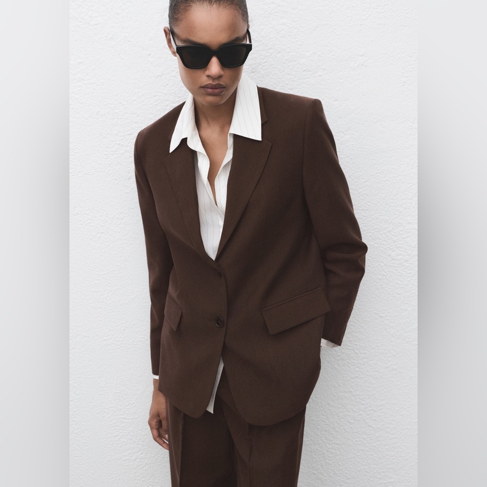 MANGO LYOCELL SUIT JACKET - Chocolate